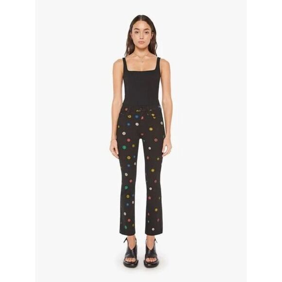 Mother The Insider Flood Bootcut Jeans In Fresh As A Daisy (Black) NEW Size 27 - Picture 1 of 8